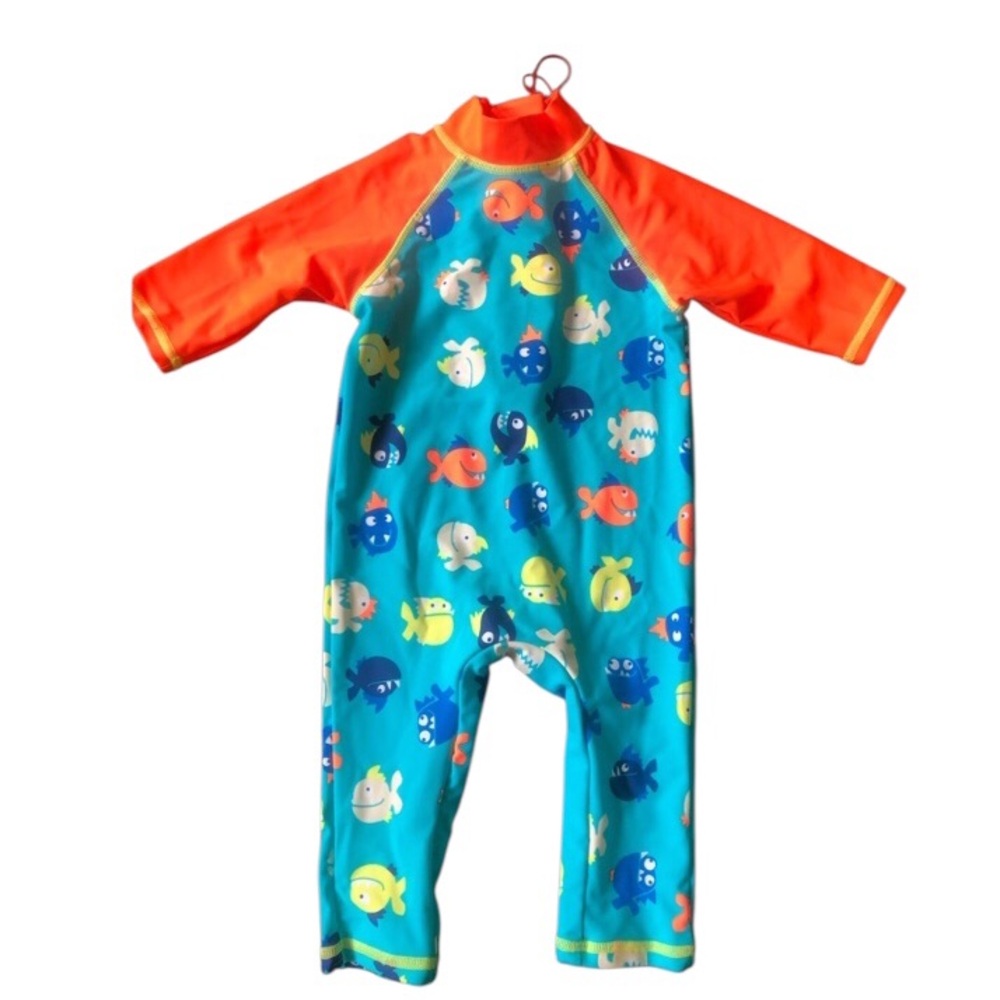 Mini Club long sleeve long pants swimsuit w/ hat full coverage baby Sz 9 - 12 Mo